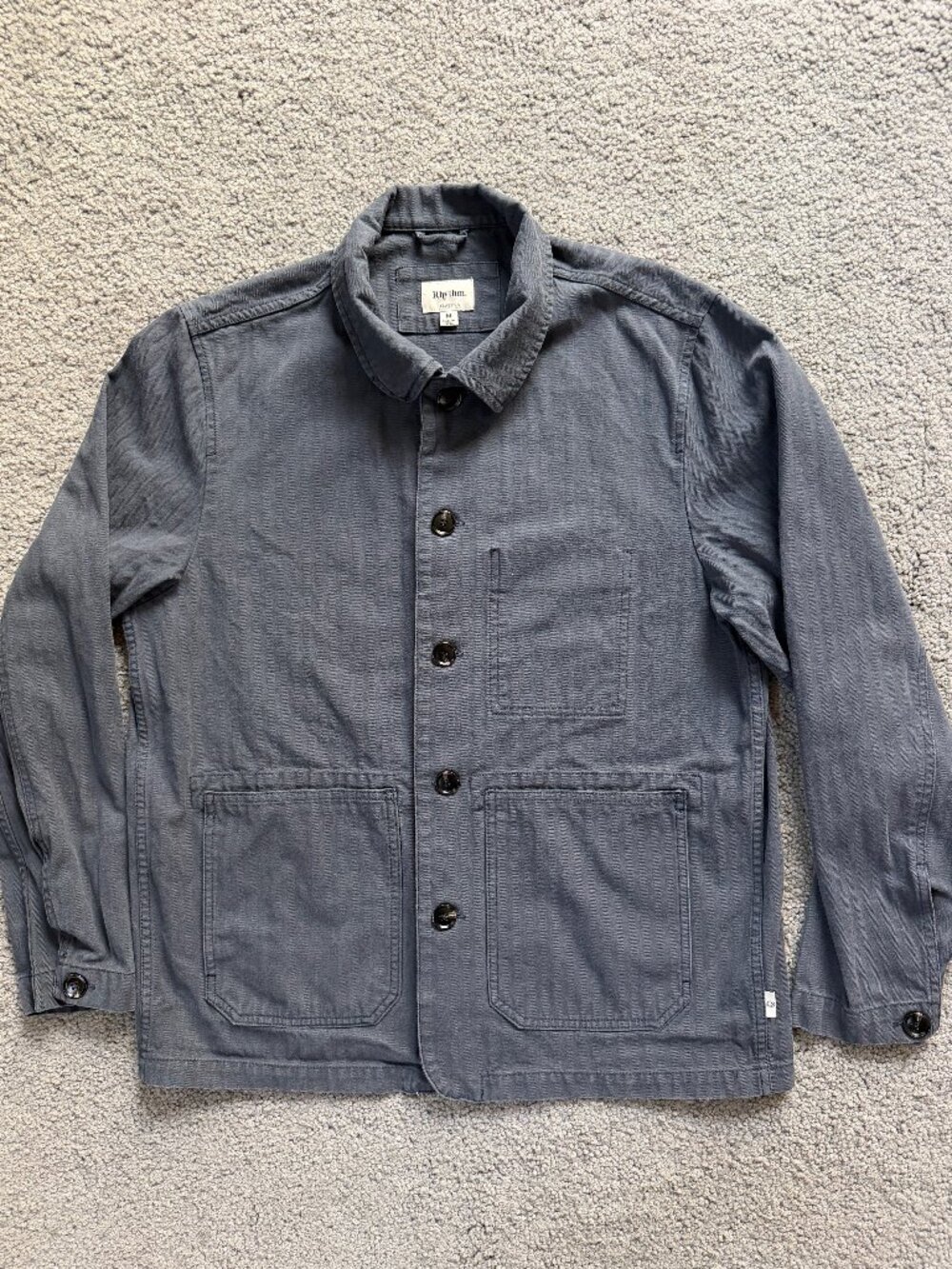 Rhythm Classics Cotton Herringbone Chore Coat Jacket M Worn Navy - EUC